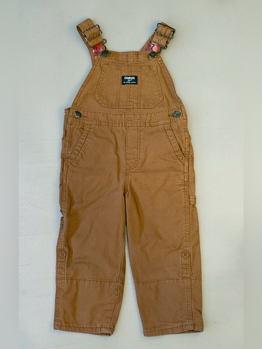 Oshkosh B’Gosh boys 2T rhick cotton brown cargo style overalls